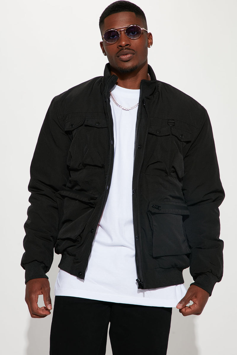 Black jacket shop with pockets