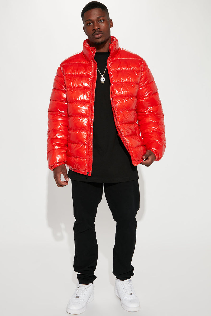 Glossy red hot sale puffer jacket
