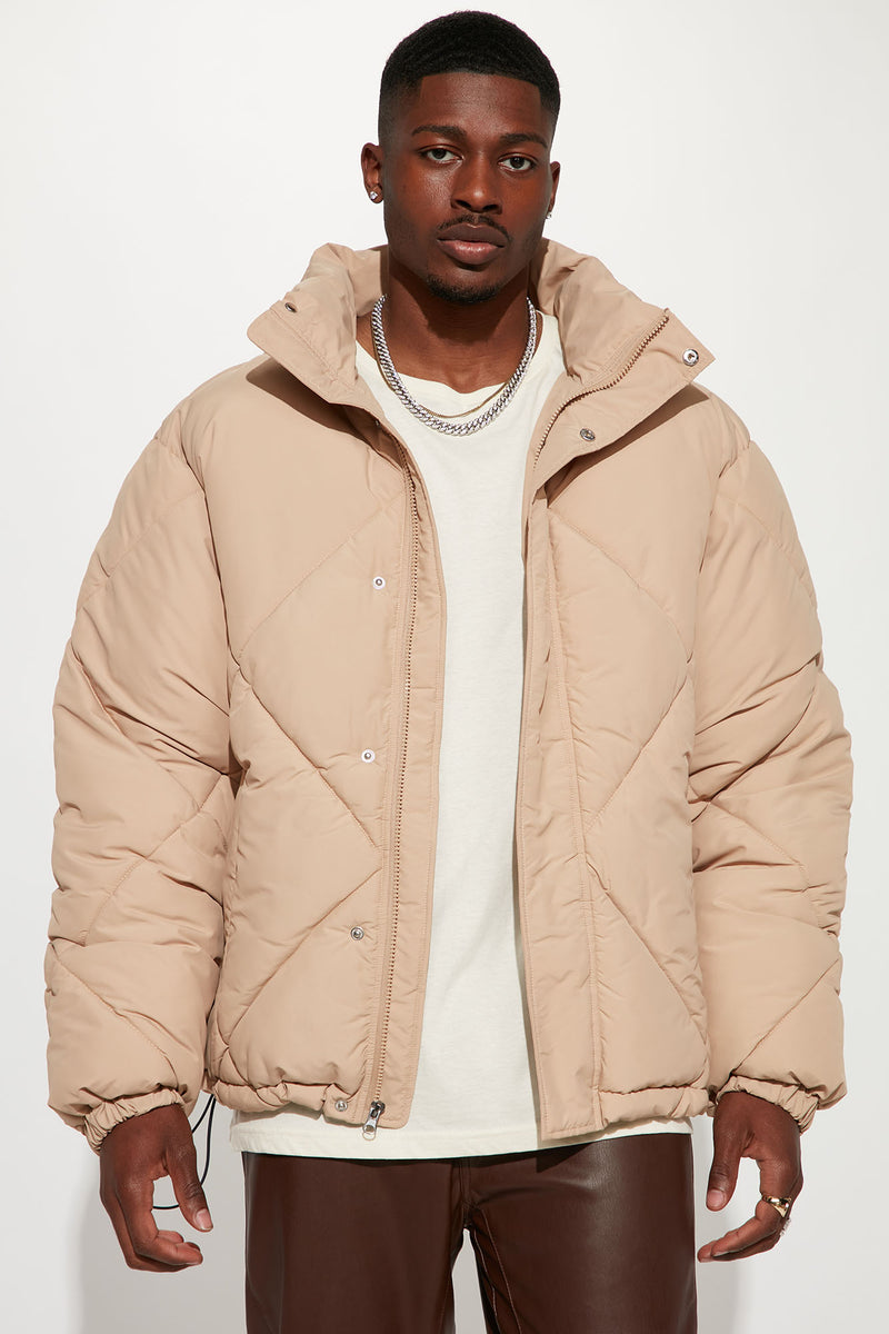 Here I am Puffer Jacket Tan Fashion Nova Mens Jackets