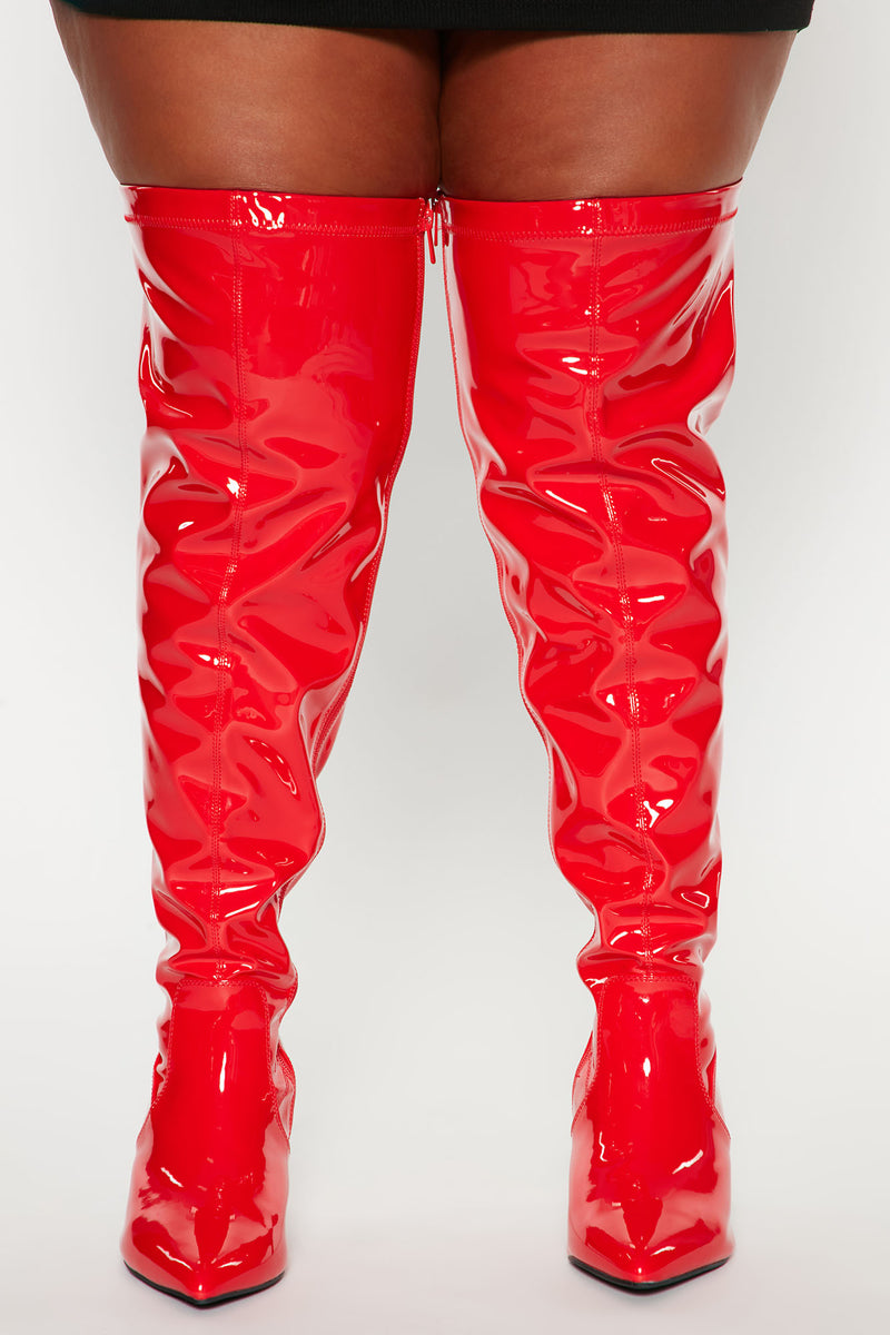 Pursue Me Over The Knee Boots Red