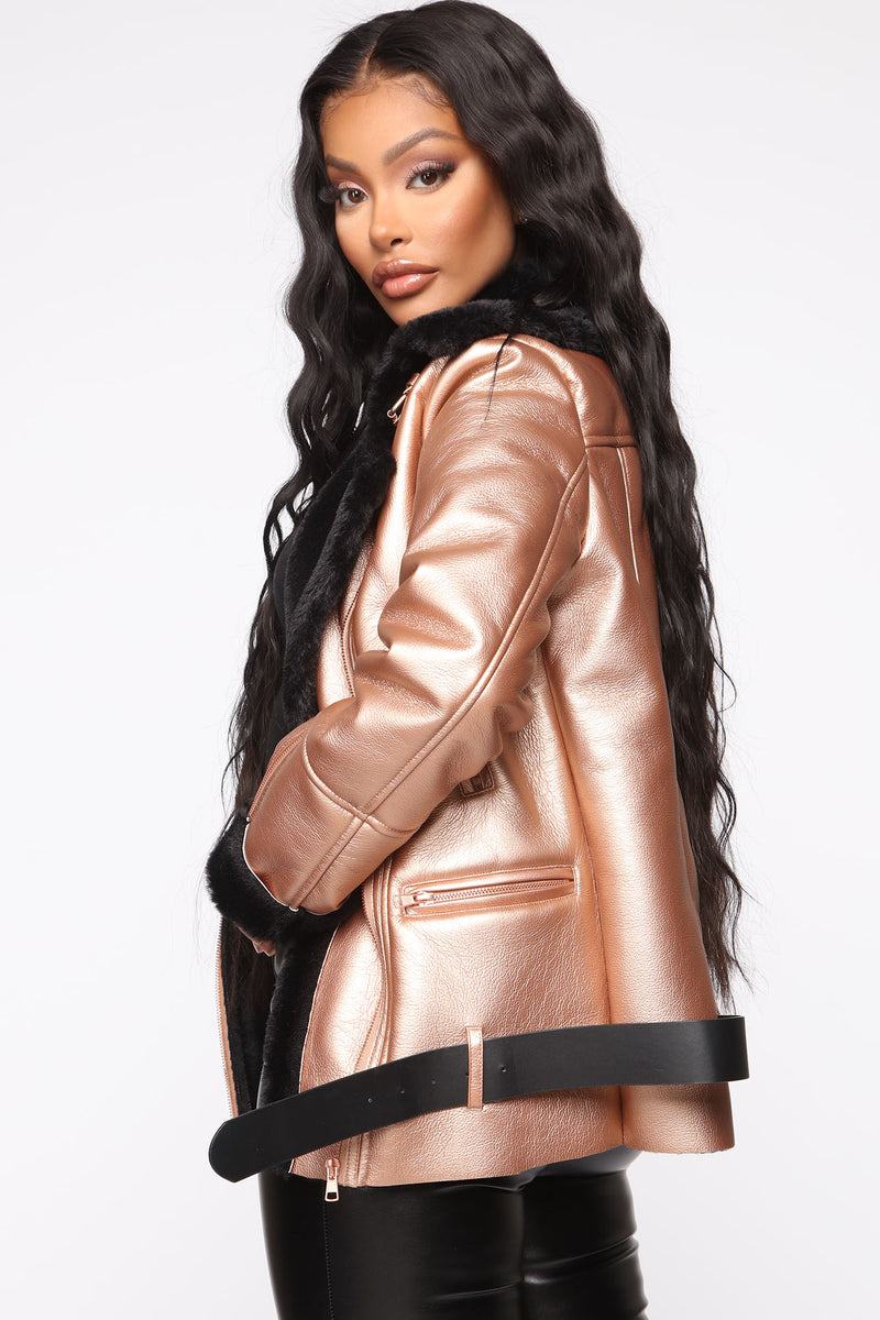 Rose gold cheap metallic jacket