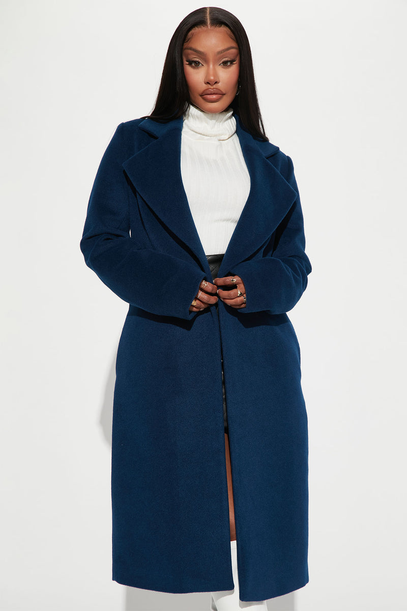 Navy blue longline coat store