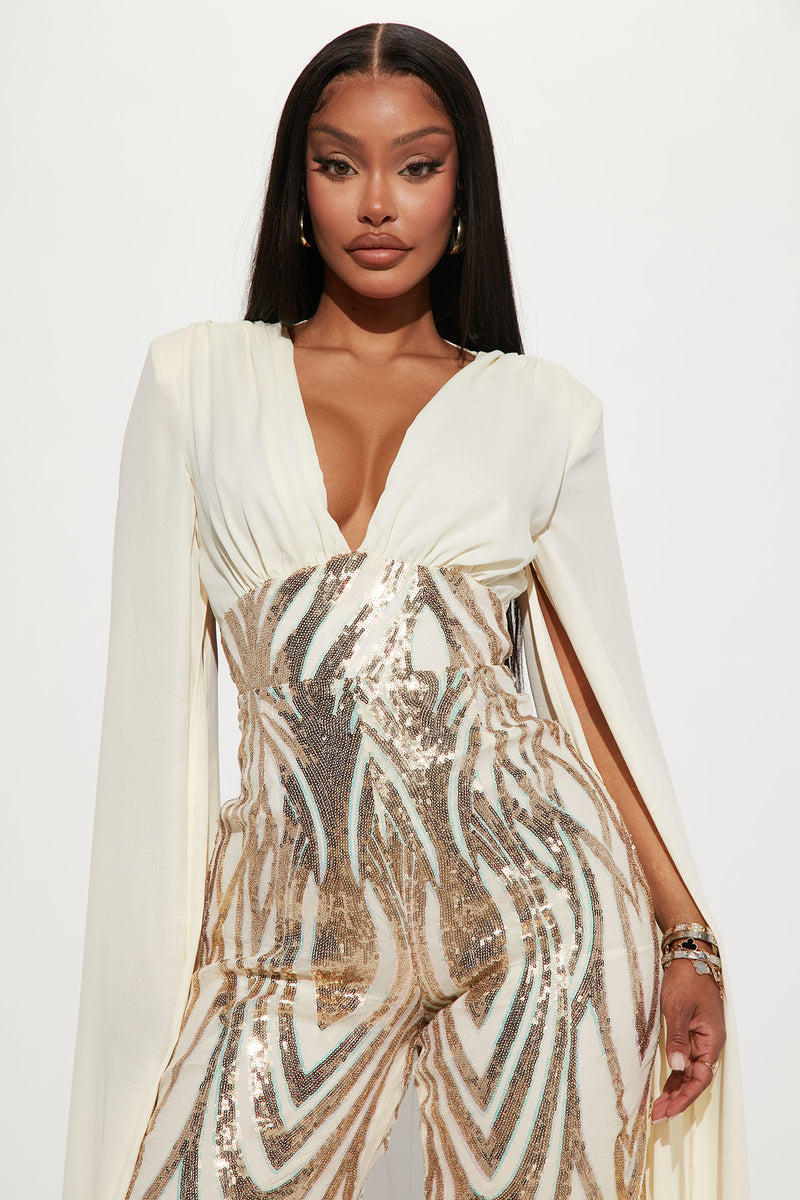 Cream and clearance gold jumpsuit