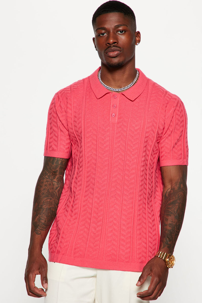 Cable knit hotsell polo shirt