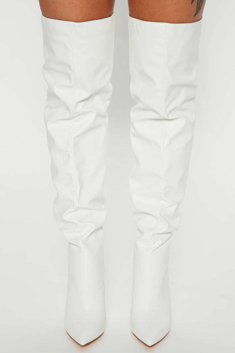 White thigh 2025 high flat boots