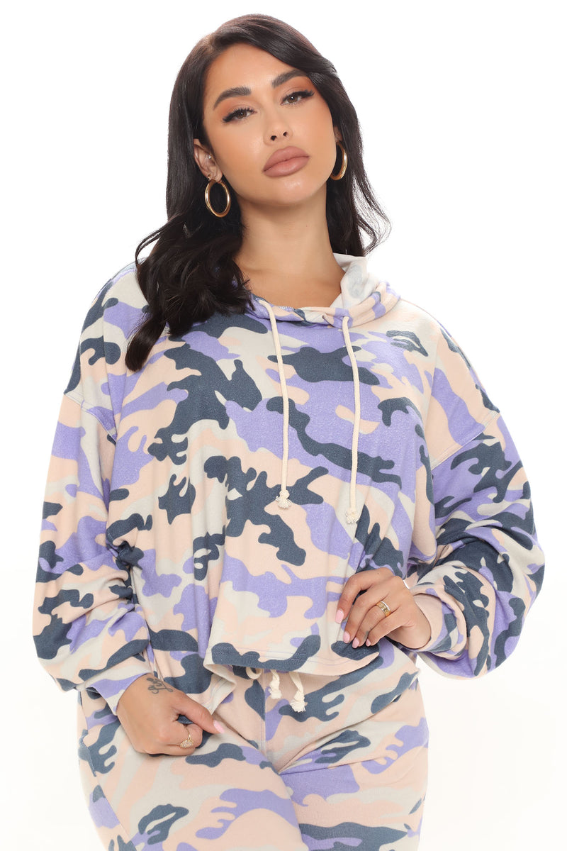 Purple camouflage hoodie cheap