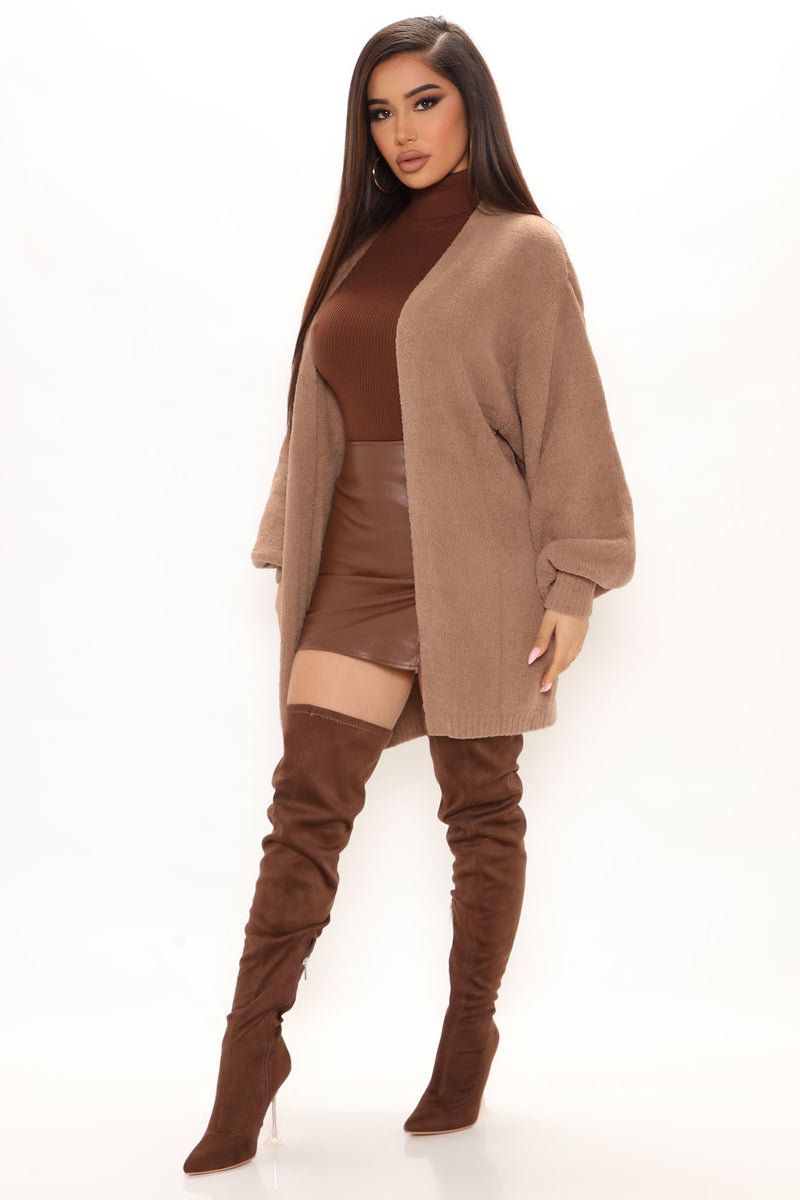 Women's Knit The Floor Cropped Cardigan Sweater in Chocolate Brown Size Medium by Fashion Nova