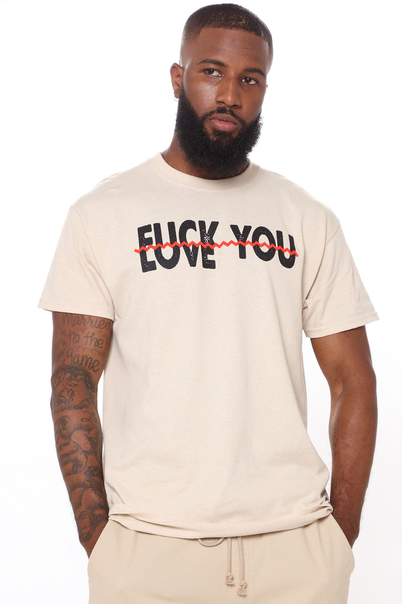Fuck Love Short Sleeve Tee - Sand | Fashion Nova, Mens Graphic Tees ...