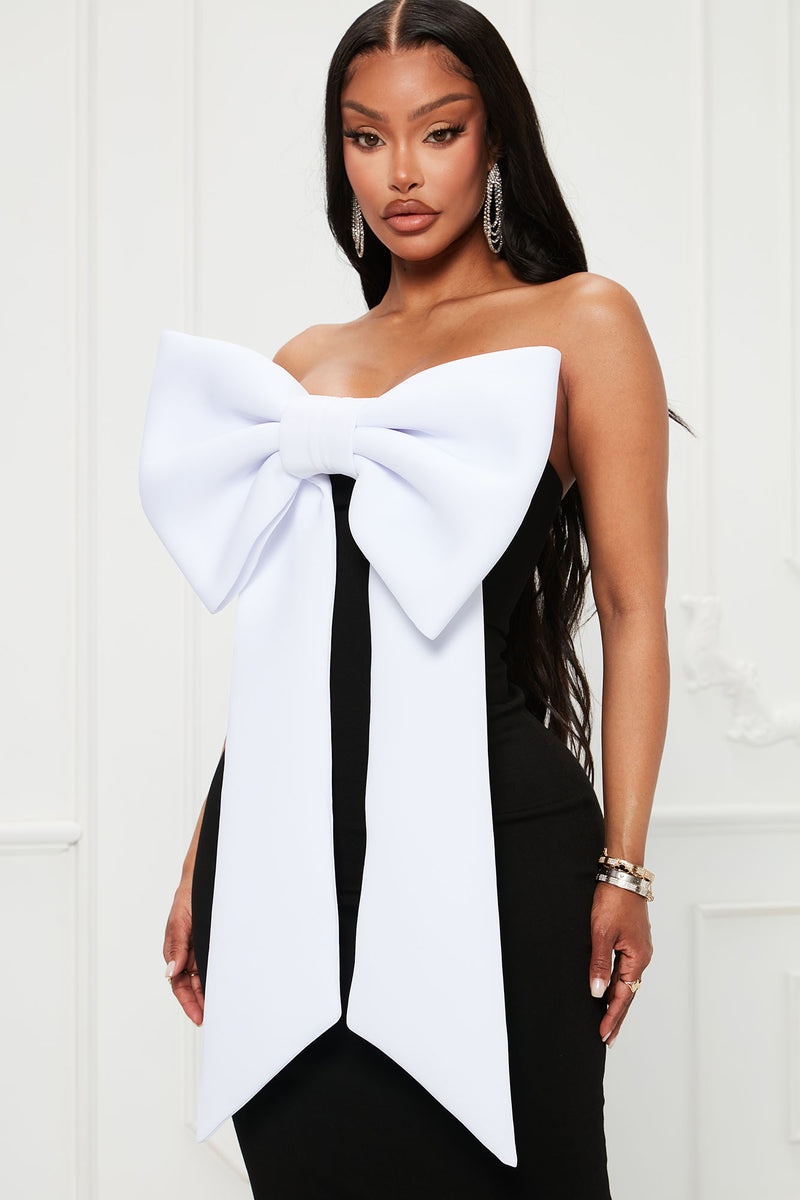 Big Bow Energy Maxi Dress Black White Fashion Nova Dresses