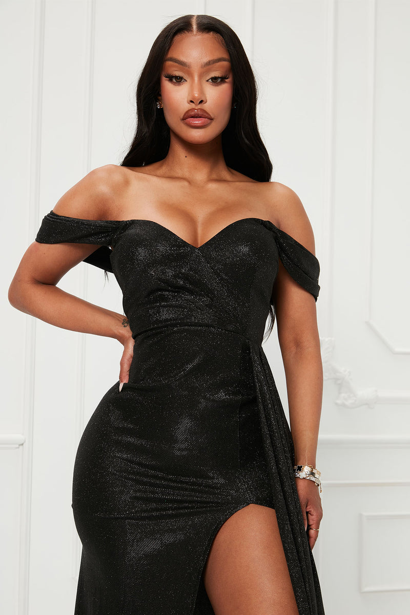 Black metallic gown hotsell