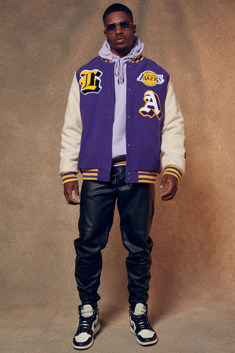 White and Purple Los Angeles Lakers Loyalty Varsity Jacket