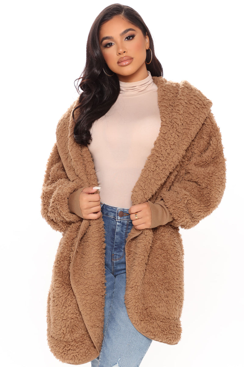 Cozied Up Together Faux Sherpa Jacket Mocha Fashion Nova