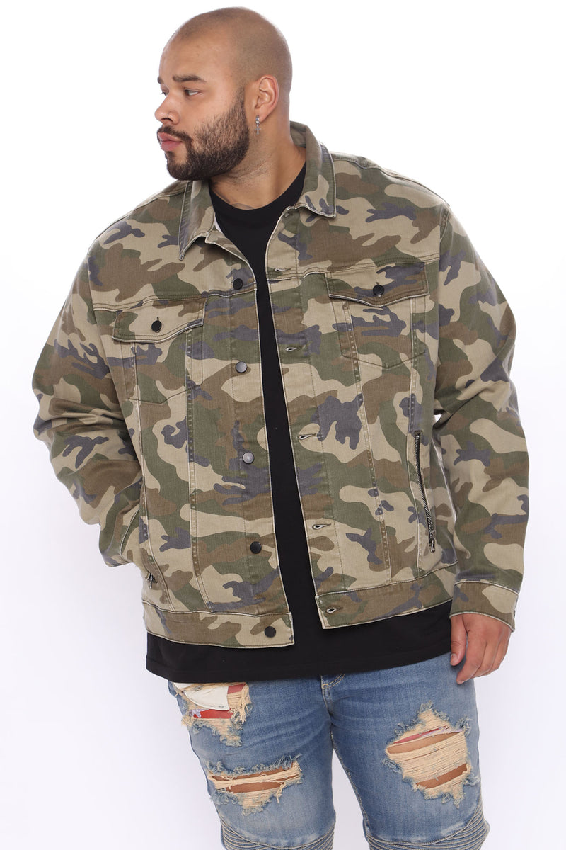 Men's camouflage cheap denim jacket