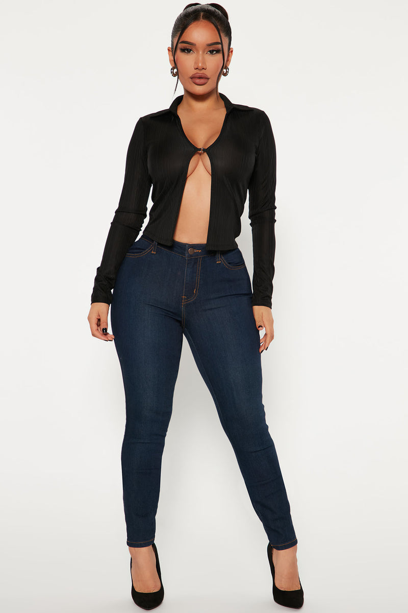 Skyler Open Front Top Black Fashion Nova, Knit Tops Fashion Nova