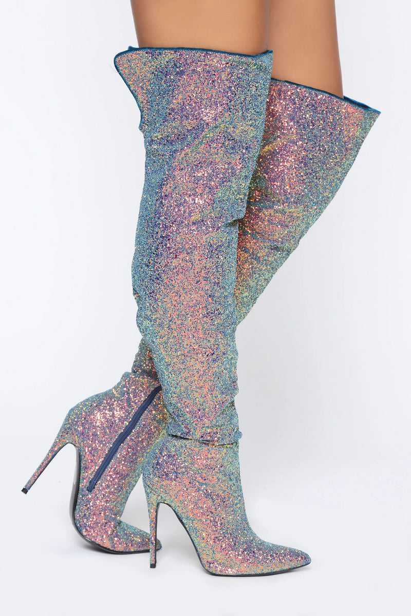 Blue 2025 sequin boots