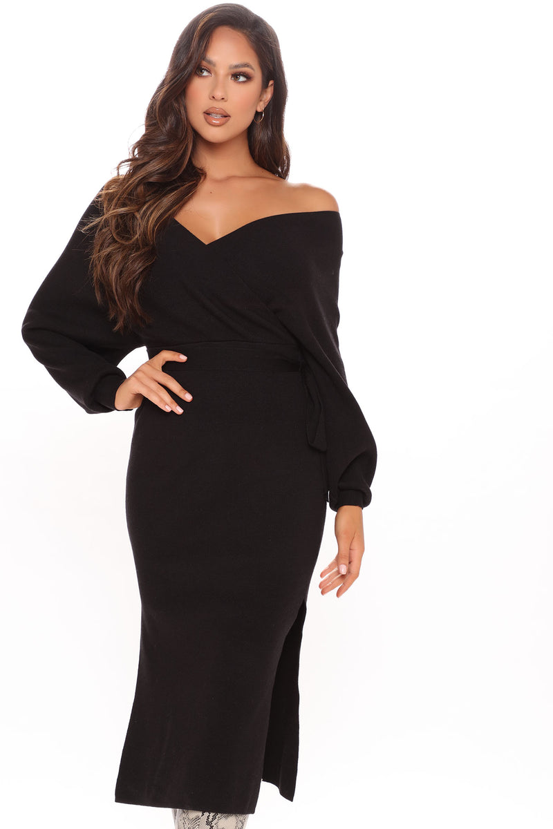 Wrapped All Around Me Midi Sweater Dress