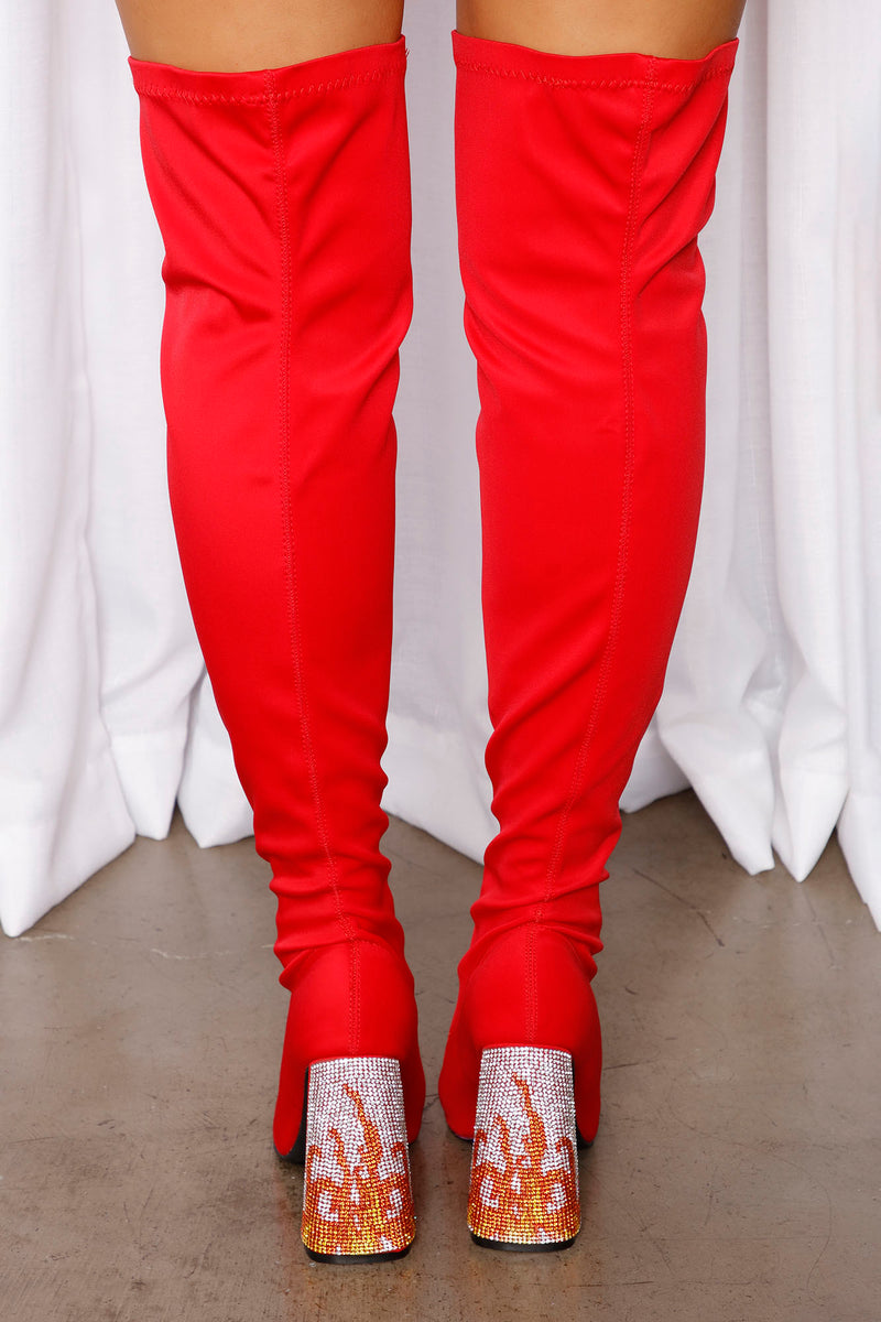 Fashion nova red boots store