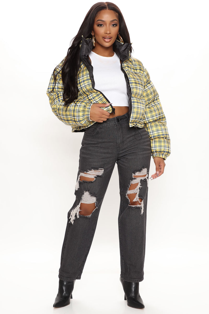 Call You Out Puffer Jacket Mustard combo Fashion Nova Jackets