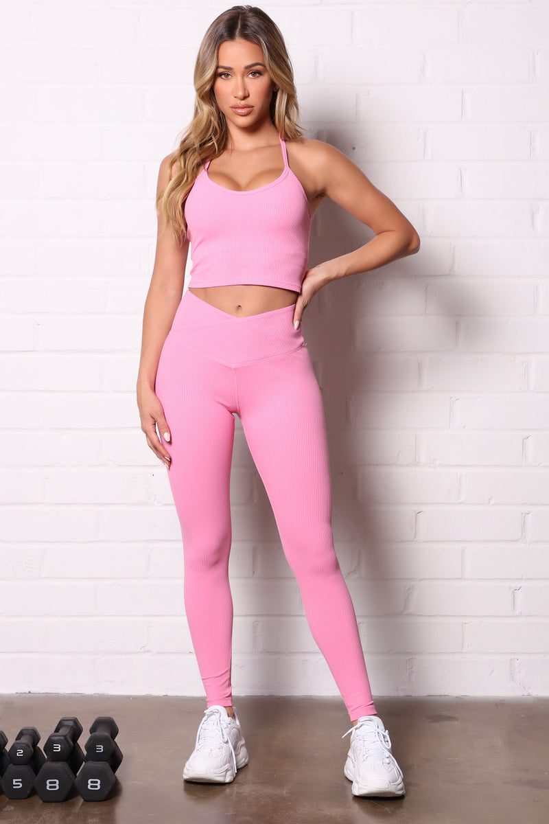 Fighter Ribbed Active Legging In Infinity Seamless Bubblegum Pink