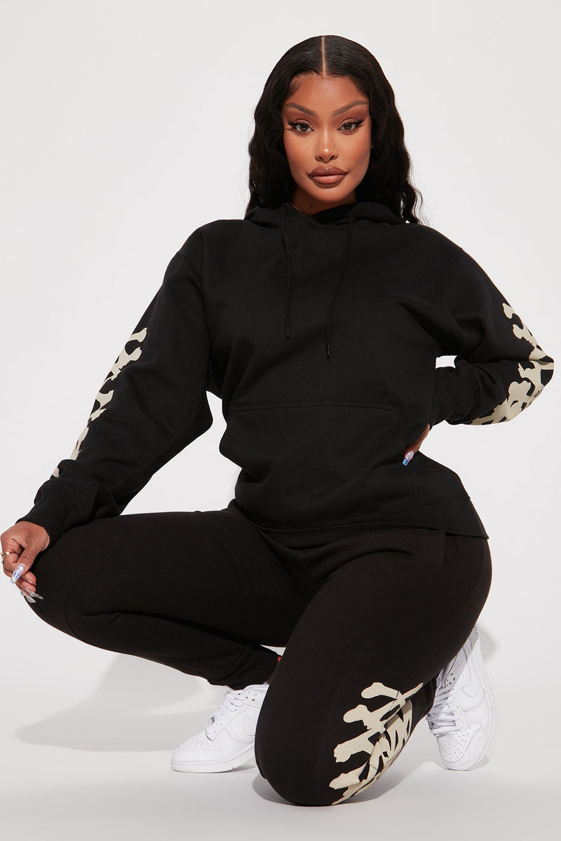 Skeleton Hoodie Black Fashion Nova Screens Tops and Bottoms