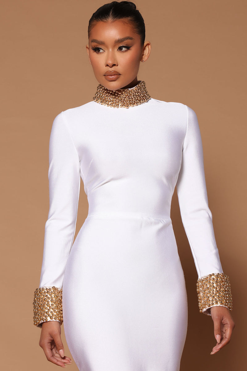 White and gold dress fashion nova discount