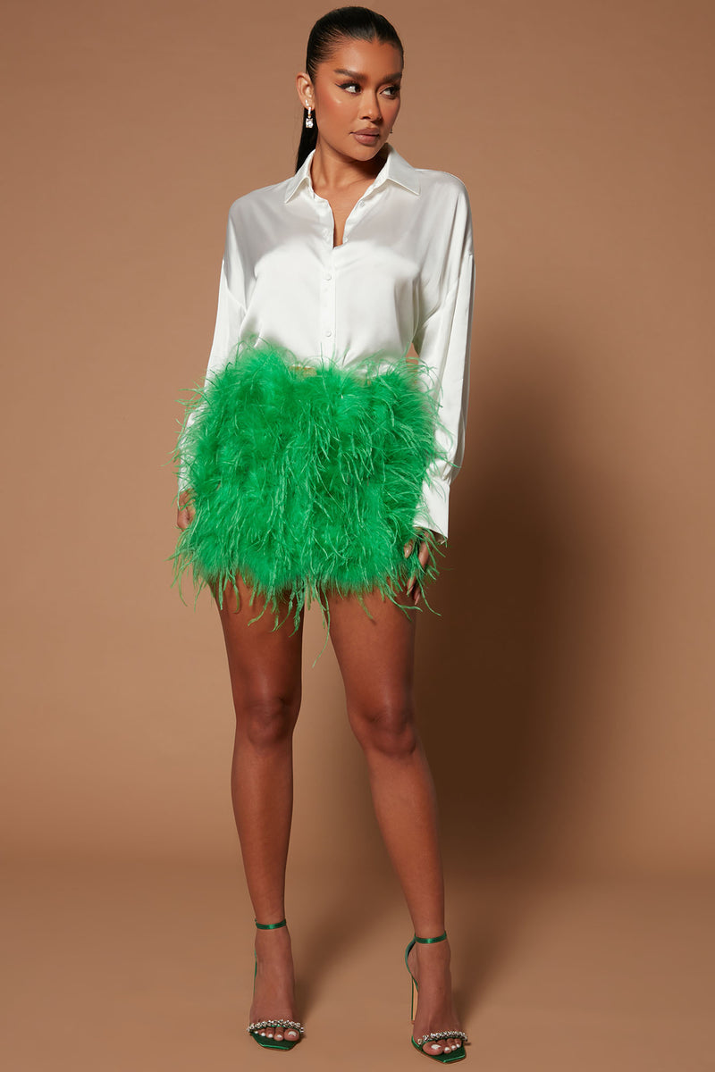 Feather green skirt online