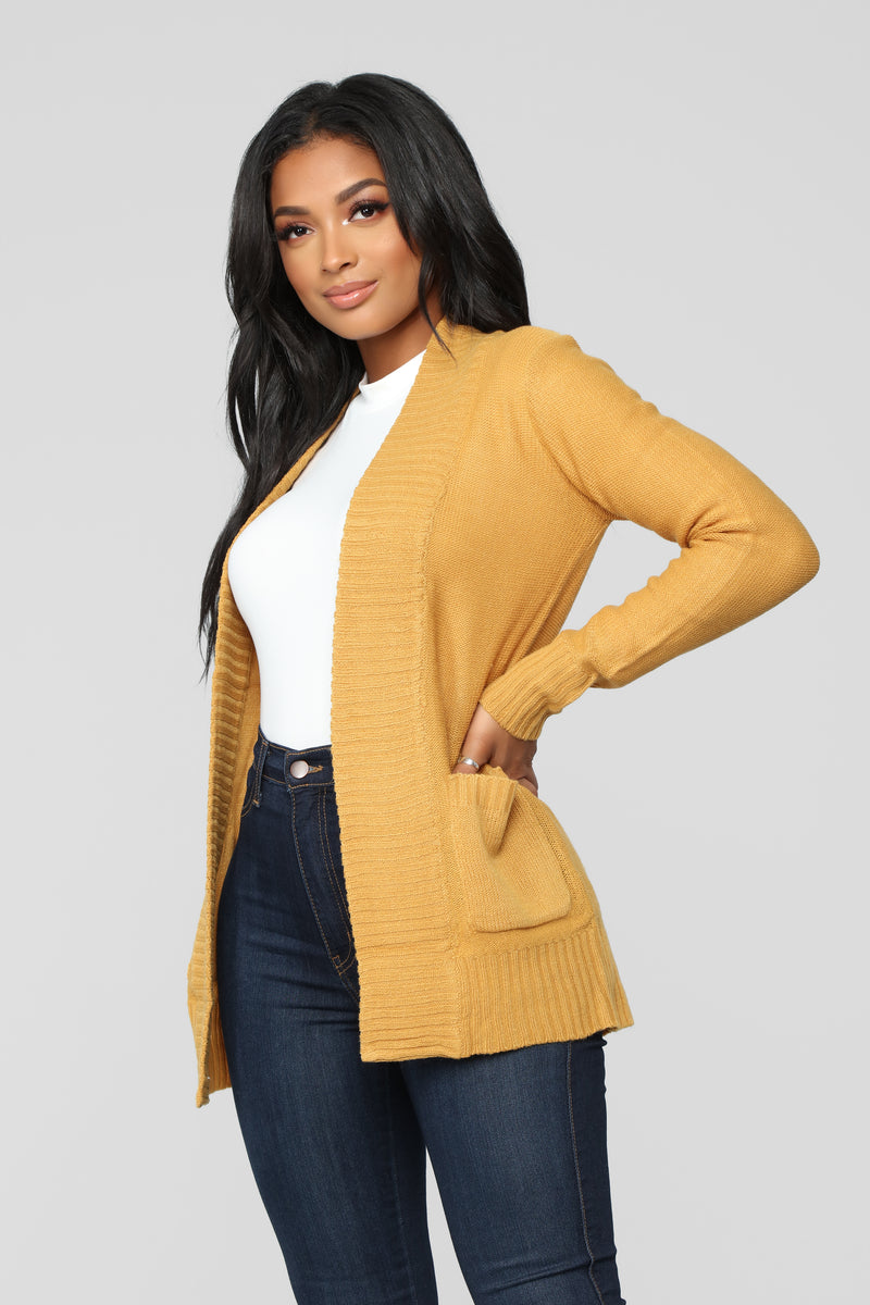 Mustard long outlet cardigan womens