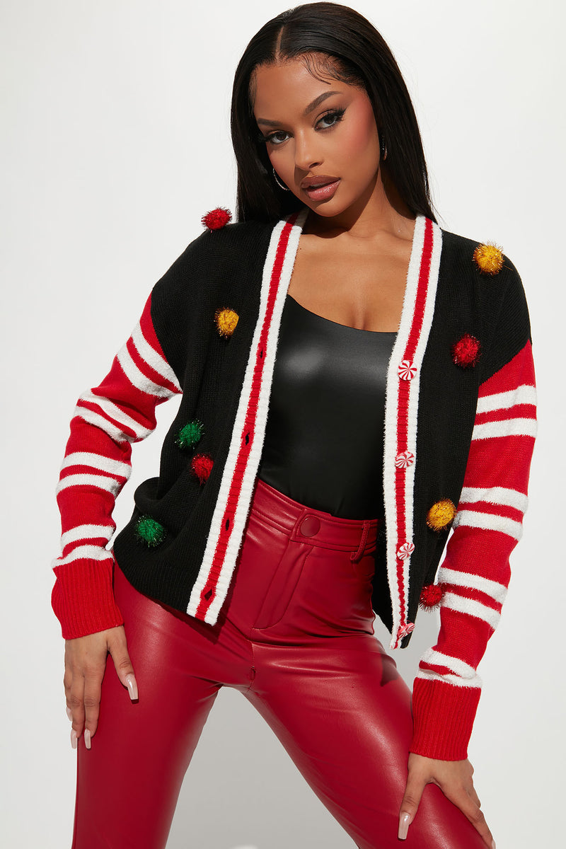 Fashion Nova Christmas Sweater.Holiday Hottie Pom Pom Cardigan - Black/combo | Fashion Nova, Sweaters ...