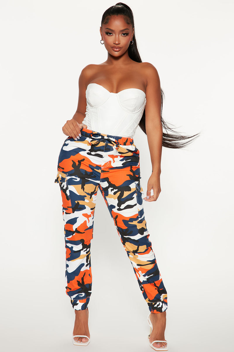 Save Our Troubles Camo Cargo Jogger Orange combo Fashion Nova