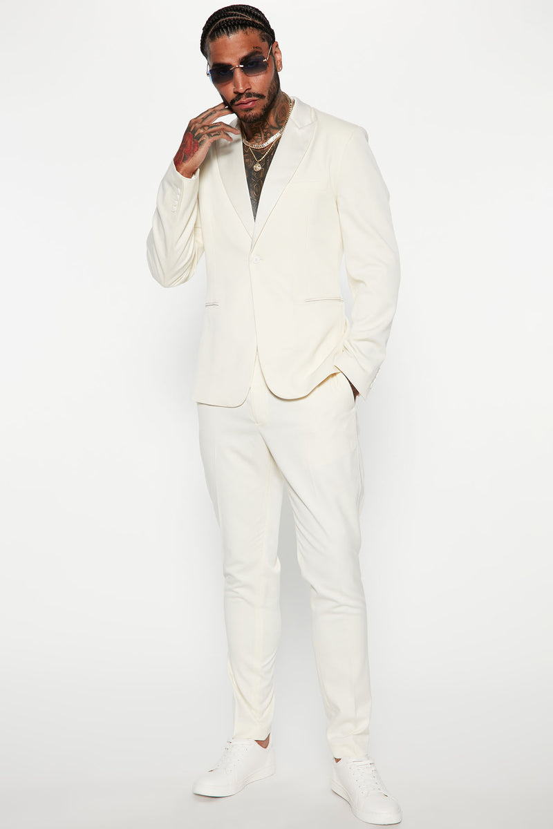 Cream skinny suit top