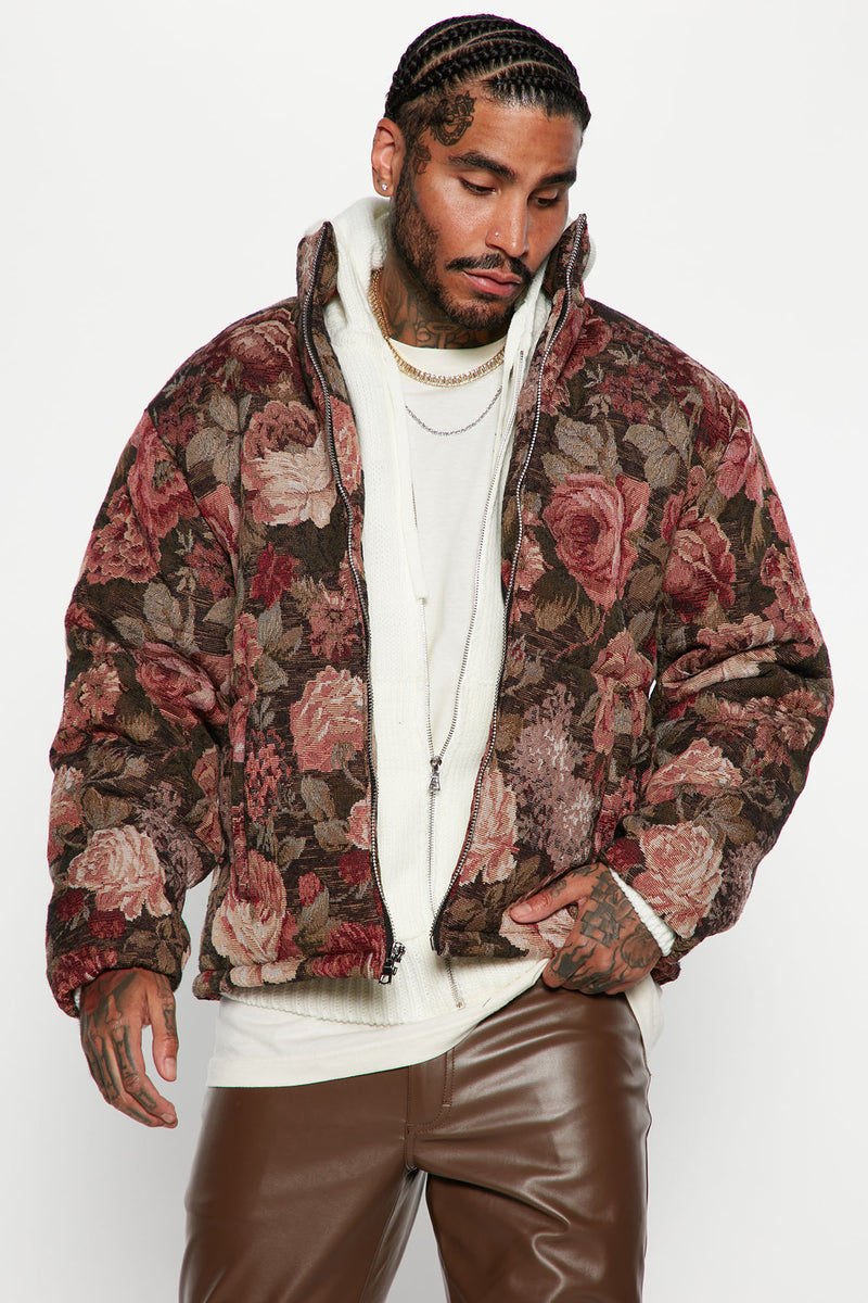 Floral puffer jacket mens shop