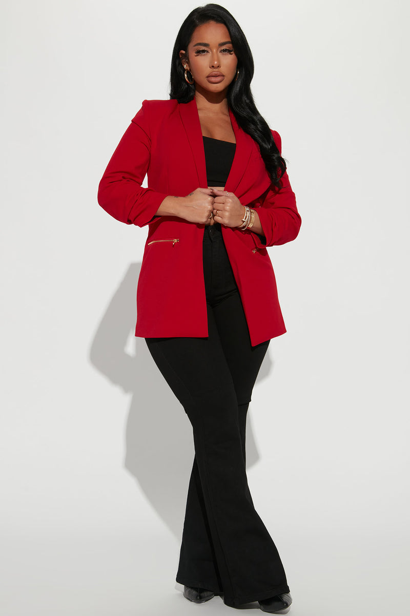Black and 2025 red blazer womens