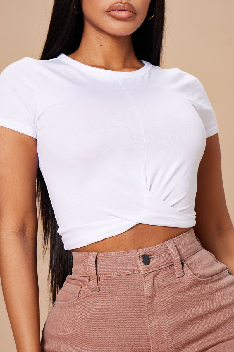 Holly Twist Front Tee White