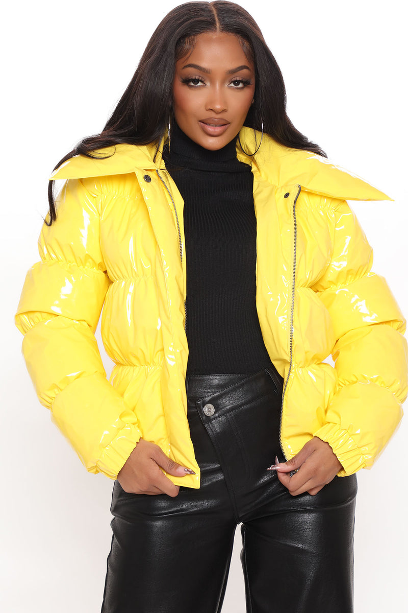 Yellow padded hot sale jacket women's