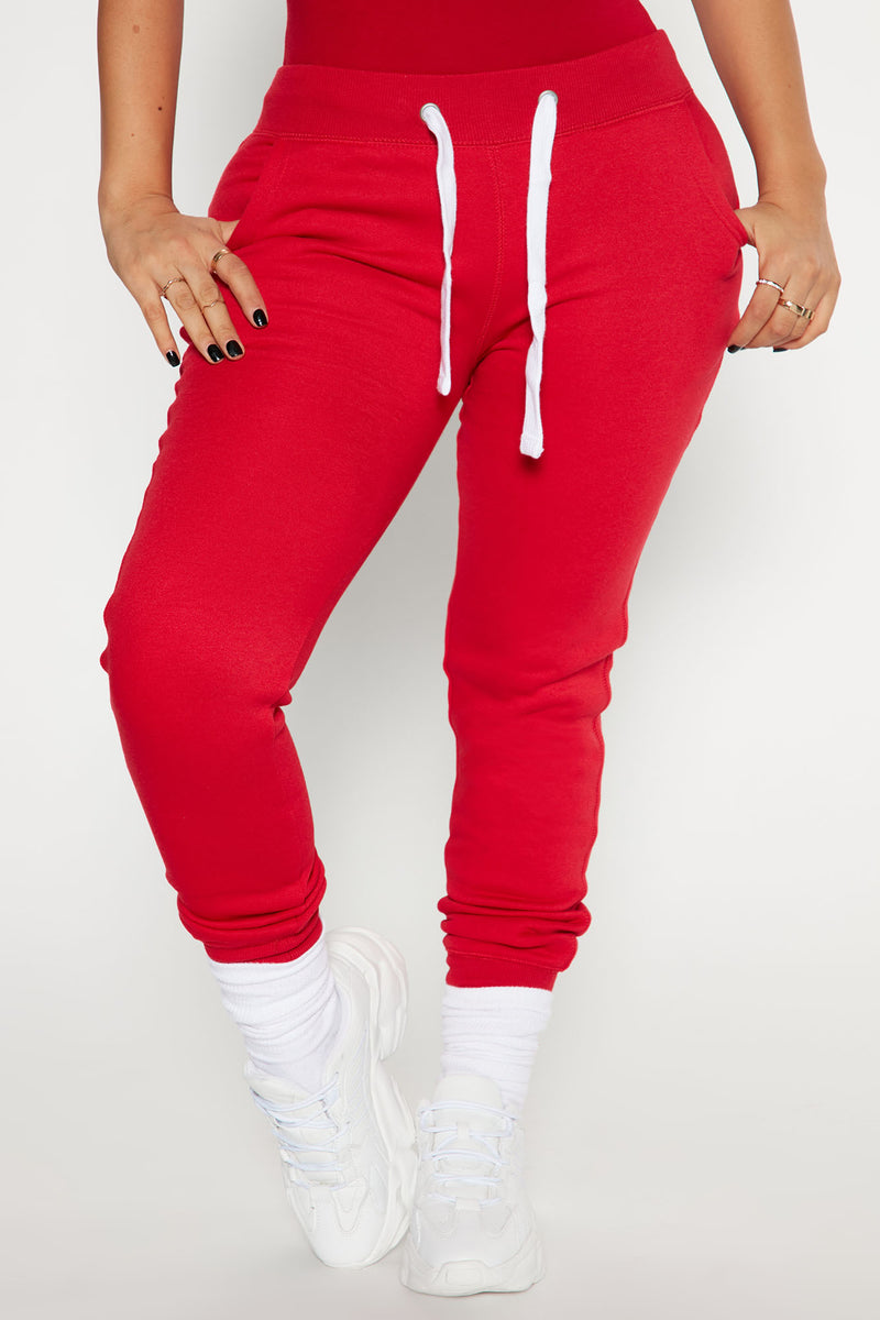 Relaxed Vibe Joggers - Red, Fashion Nova, Pants