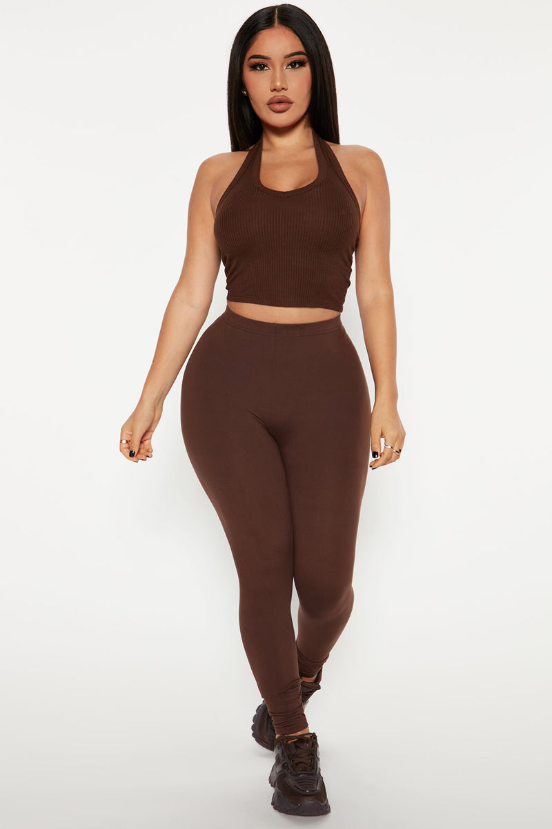 Women's High Waisted Everyday Active 7/8 Leggings - A New Day™ Brown S