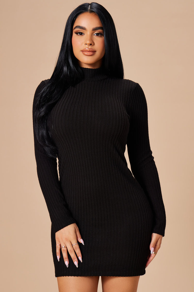 Make A Move Mock Neck Mini Dress Black Fashion Nova Dresses
