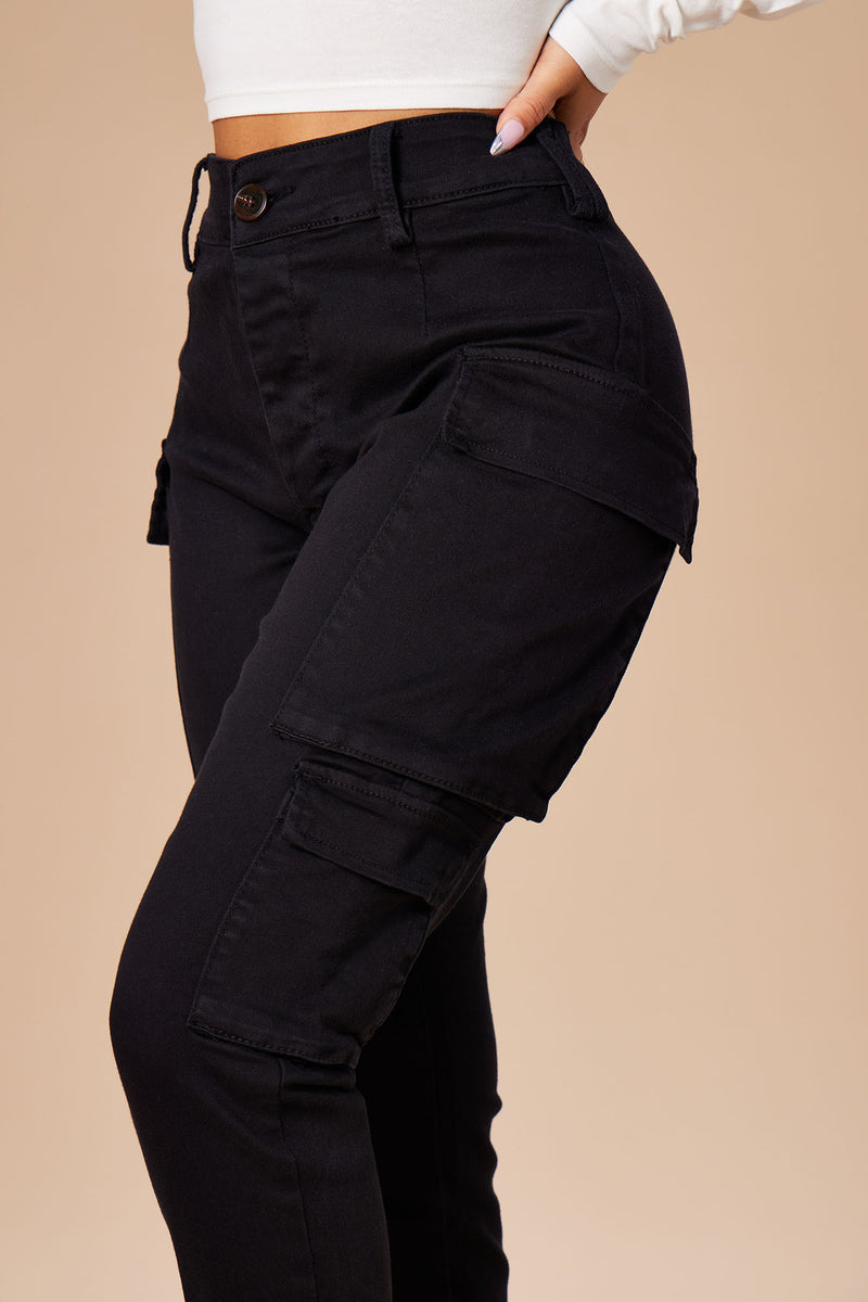 Ladies black cargo pants Clearance
