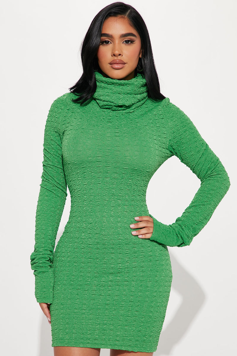 Julie Long Sleeve Mini Dress Green