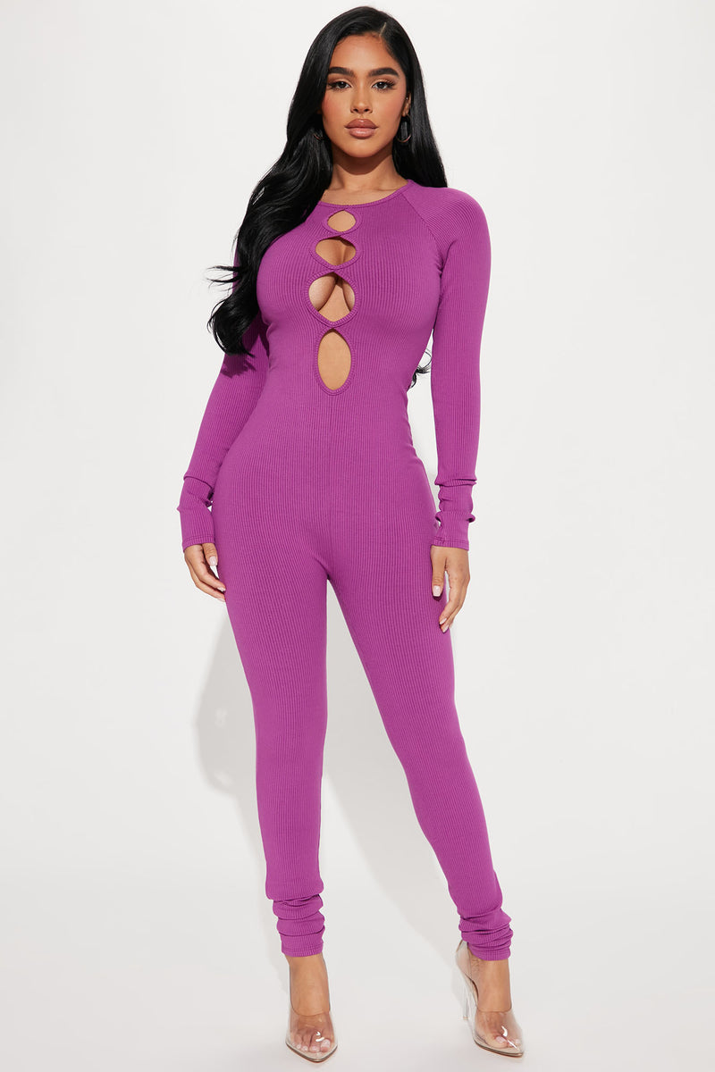 Purple jumpsuit fashion nova hotsell