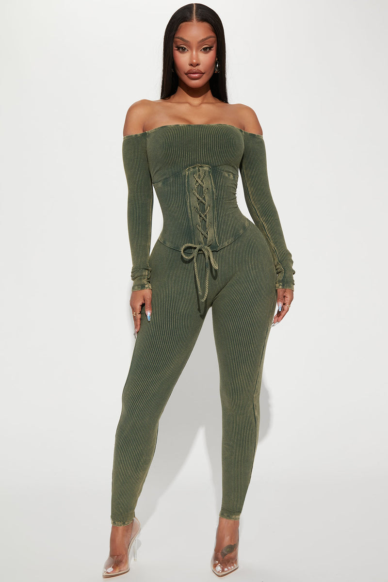 Olive green jumpsuit fashion best sale nova