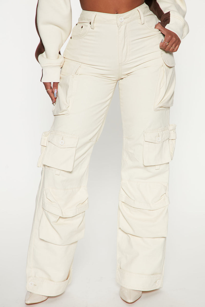 Weekender Wide Leg Cargo Pant Ivory