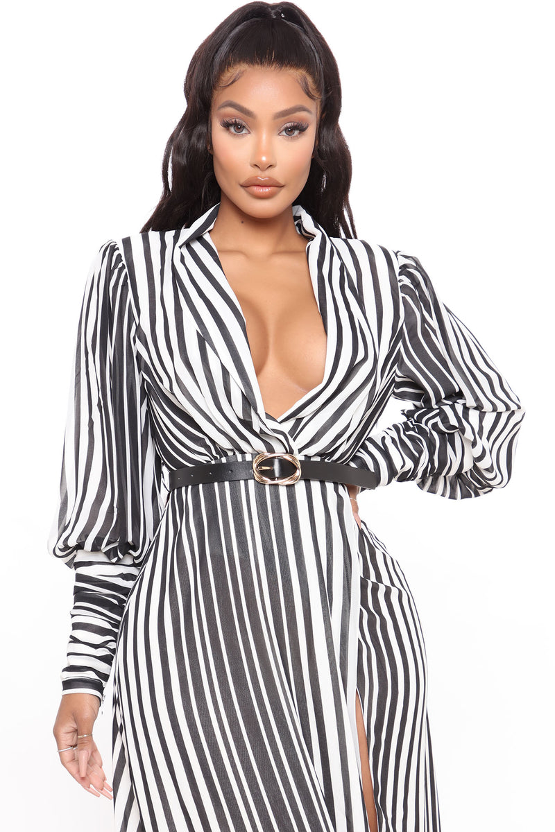 Black and white striped cheap maxi dress
