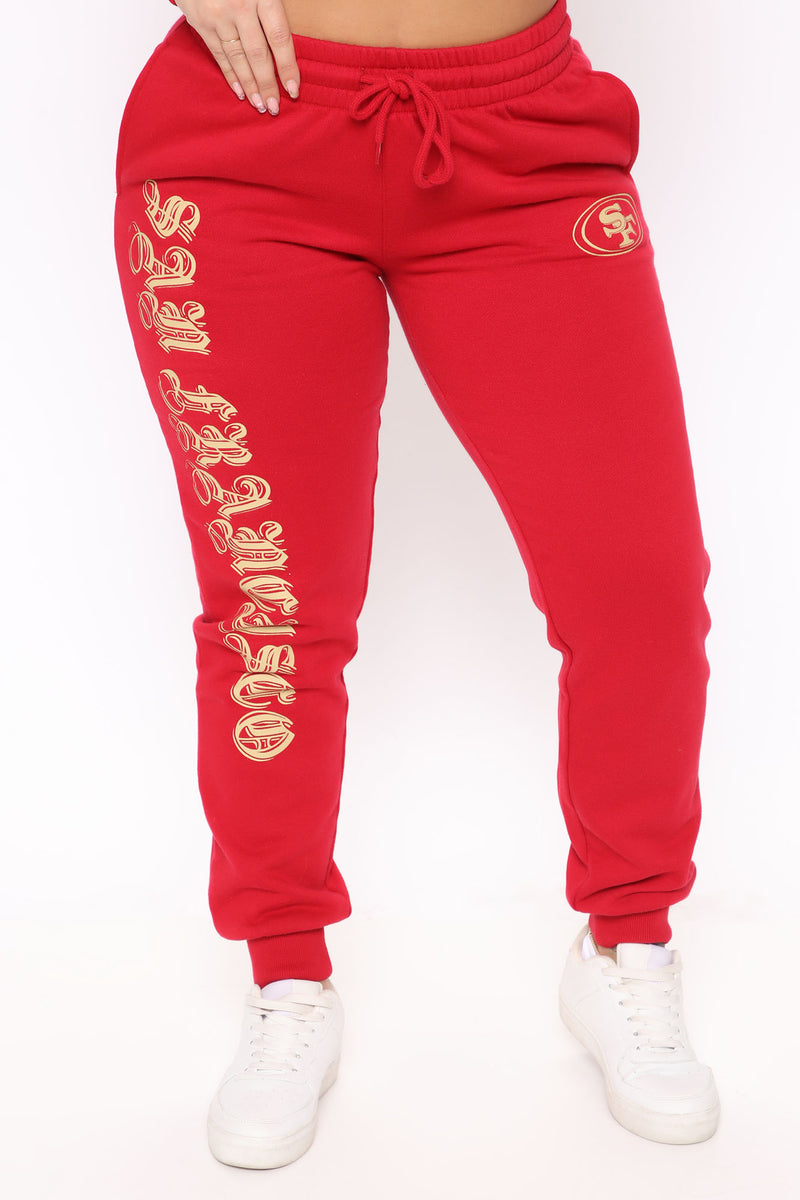 NFL Old English 49ers Sweatpants Burgundy Fashion Nova Pants