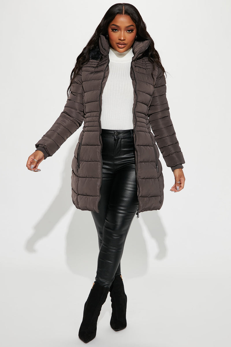 Caught In The Cold Puffer Coat Charcoal Fashion Nova Jackets