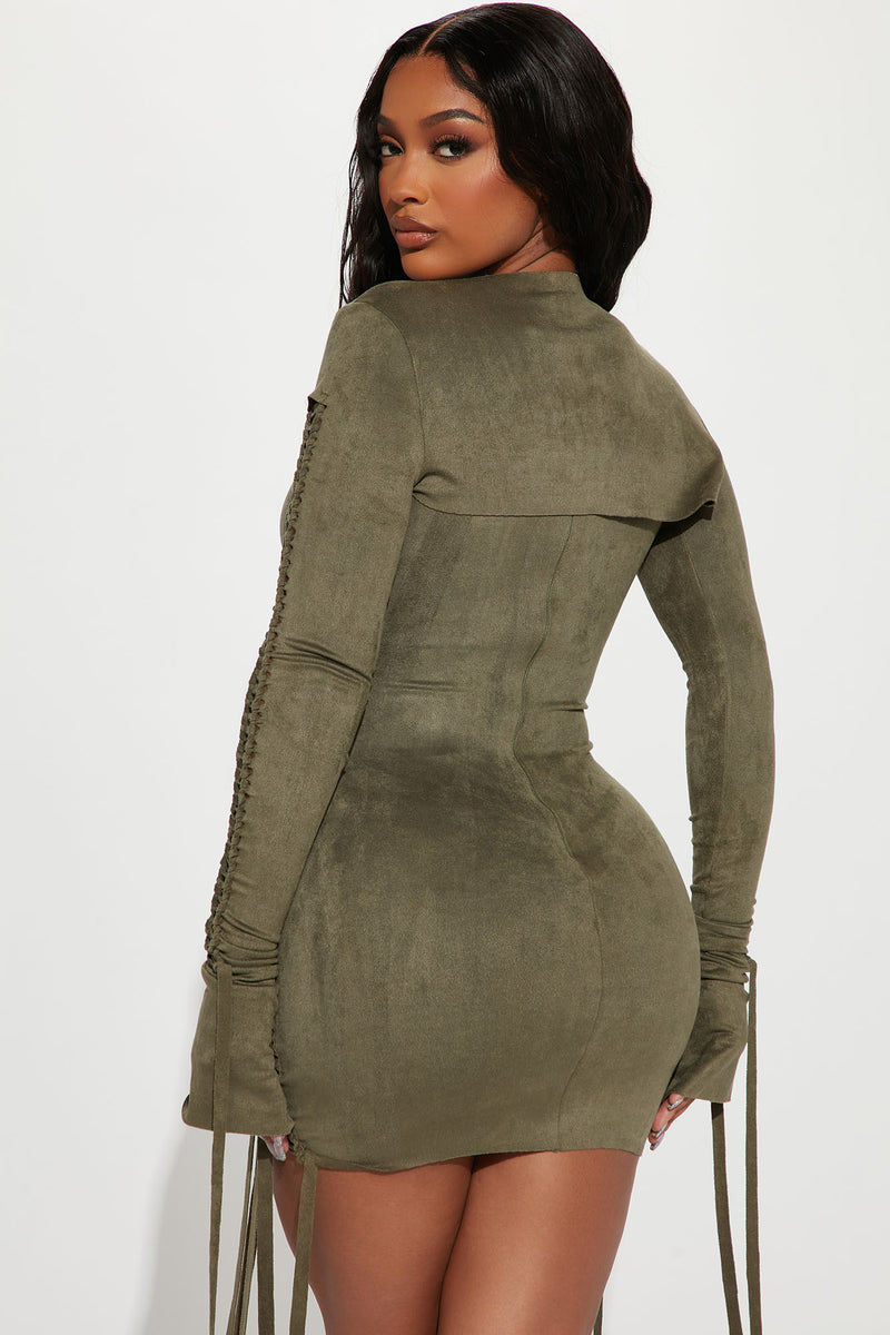 Olive green sales suede dress