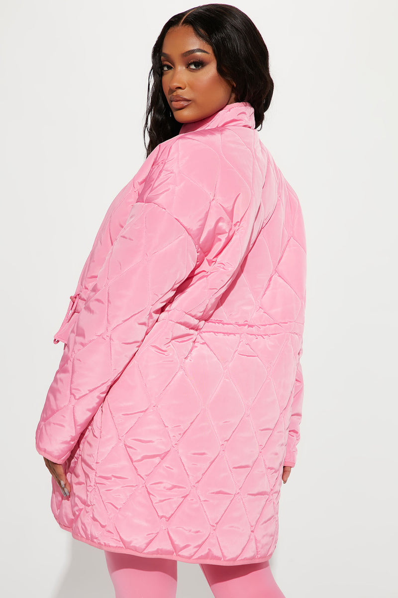 Pink sales quilted coat