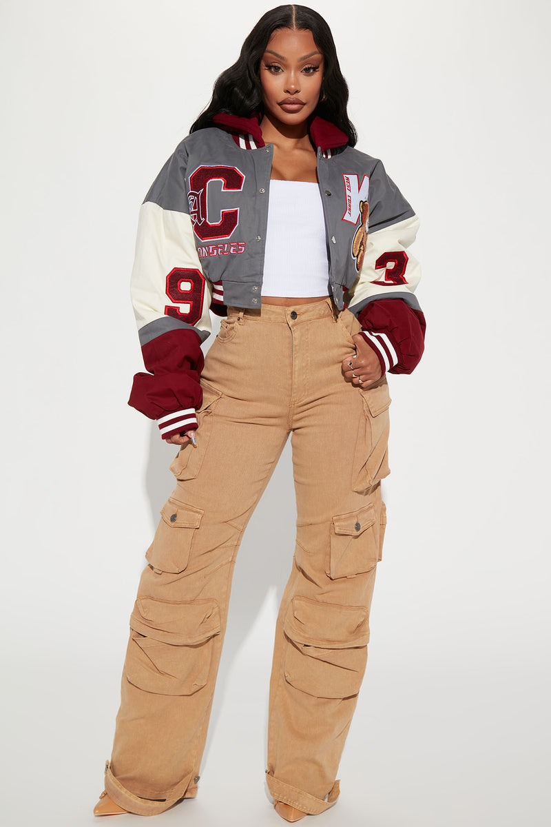 Cali Teddy Bomber Jacket Grey Combo Fashion Nova Jackets