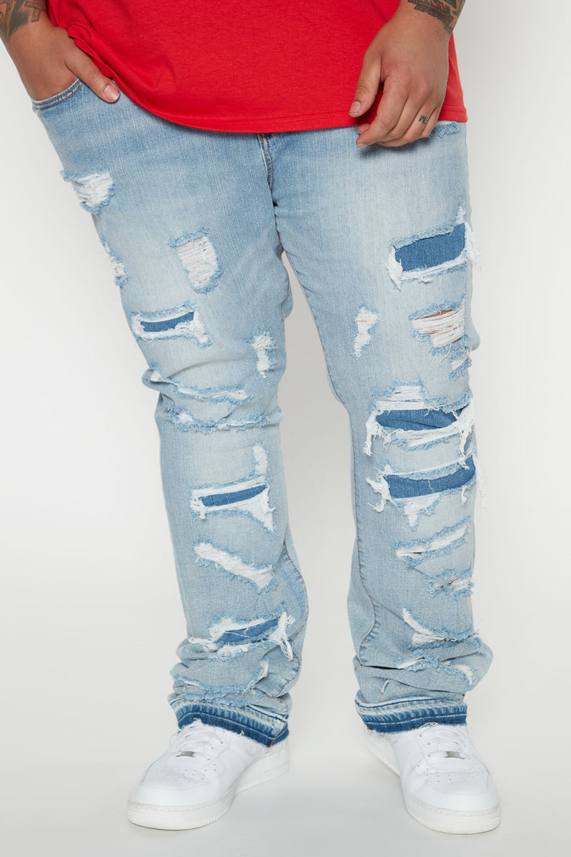 Blue hotsell frayed jeans
