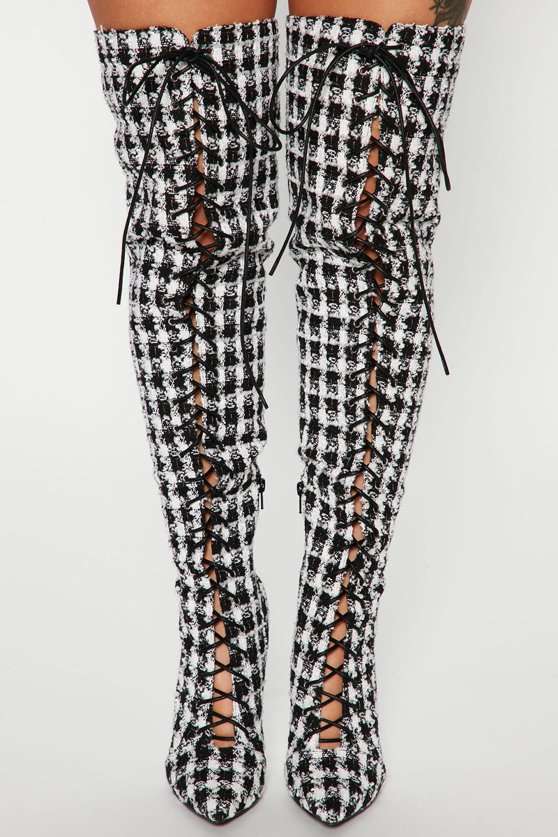 Thigh high deals plaid boots